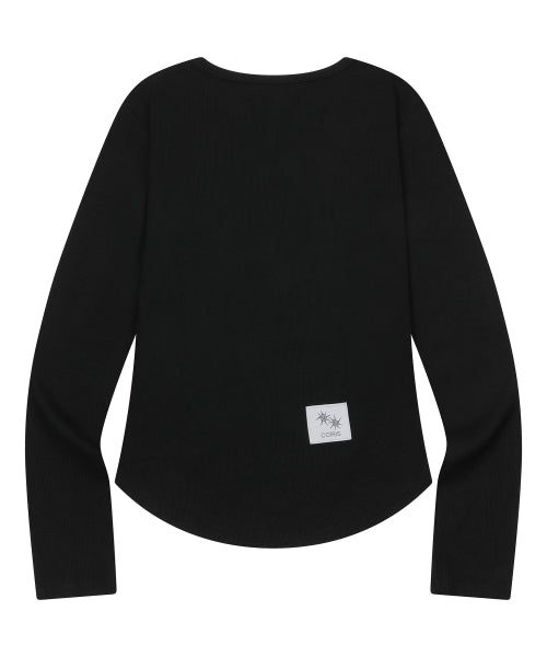 ARINA BUTTON LONG SLEEVE TEE - 4 COLORS BLACK
