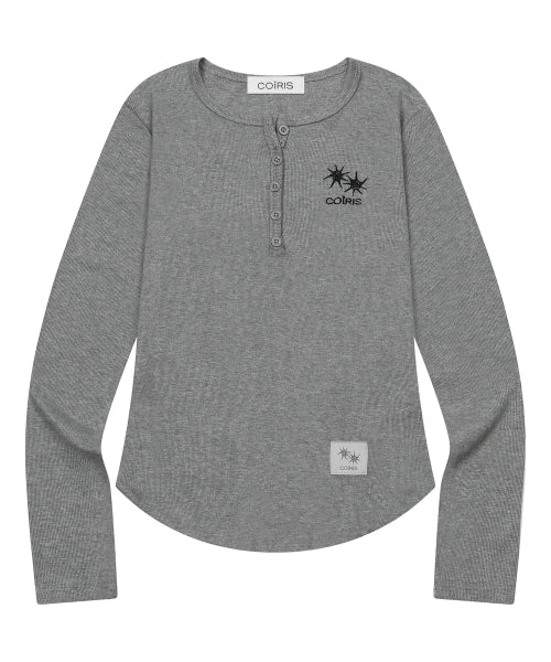 ARINA BUTTON LONG SLEEVE TEE - 4 COLORS BLACK