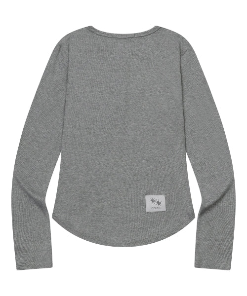 ARINA BUTTON LONG SLEEVE TEE - 4 COLORS BLACK