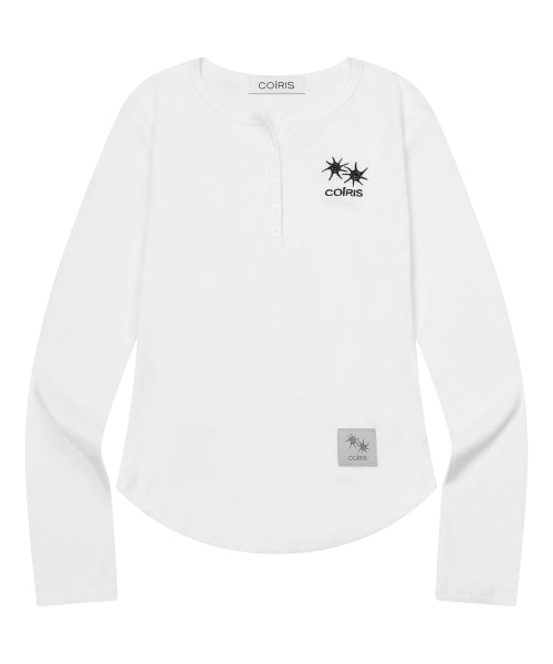ARINA BUTTON LONG SLEEVE TEE - 4 COLORS BLACK