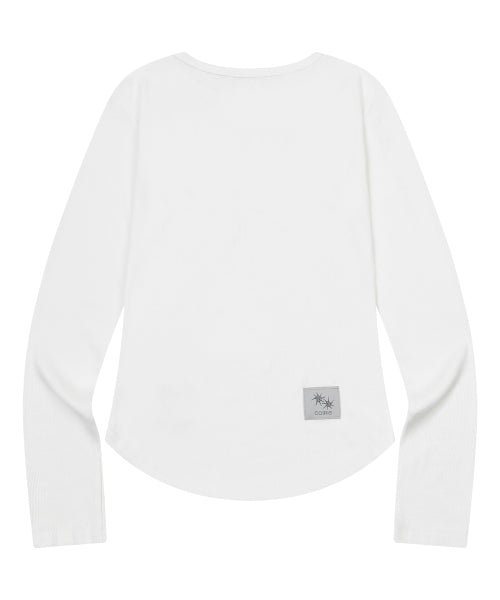 ARINA BUTTON LONG SLEEVE TEE - 4 COLORS BLACK