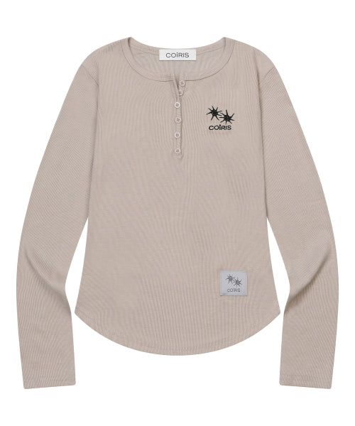 ARINA BUTTON LONG SLEEVE TEE - 4 COLORS BLACK