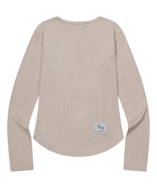 ARINA BUTTON LONG SLEEVE TEE - 4 COLORS BLACK