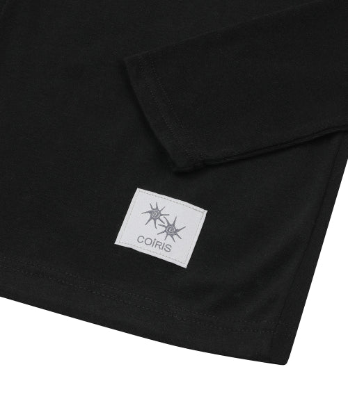 BUTTON LONG SLEEVE TEE - 3 COLORS BLACK