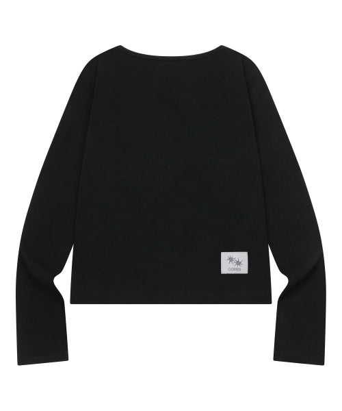 BUTTON LONG SLEEVE TEE - 3 COLORS BLACK