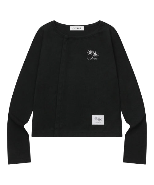 BUTTON LONG SLEEVE TEE - 3 COLORS BLACK