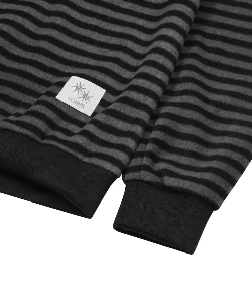 STRIPE CONTRAST HOODIE TEE UNISEX CHARCOAL