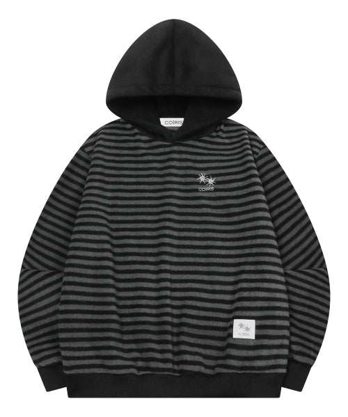 STRIPE CONTRAST HOODIE TEE UNISEX CHARCOAL
