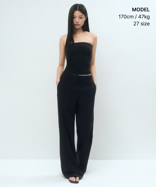 FLUID LOW WAIST WIDE SLACKS - 3 COLORS BLACK