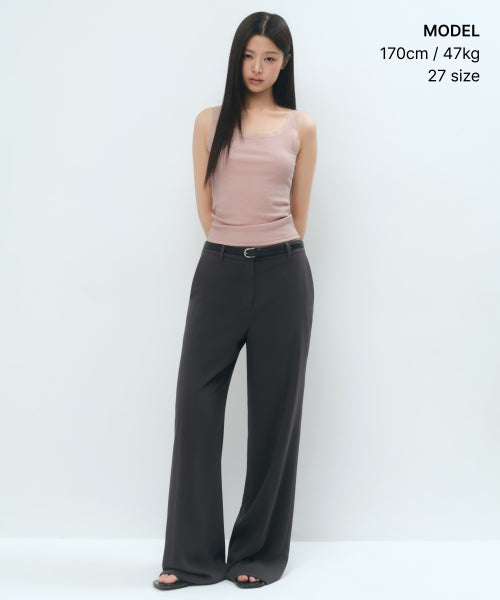 FLUID LOW WAIST WIDE SLACKS - 3 COLORS GRAY