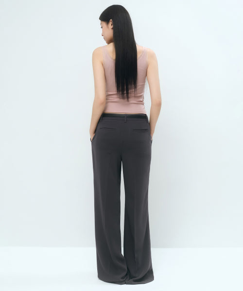 FLUID LOW WAIST WIDE SLACKS - 3 COLORS GRAY