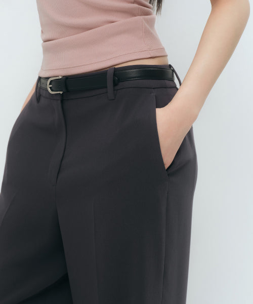 FLUID LOW WAIST WIDE SLACKS - 3 COLORS GRAY