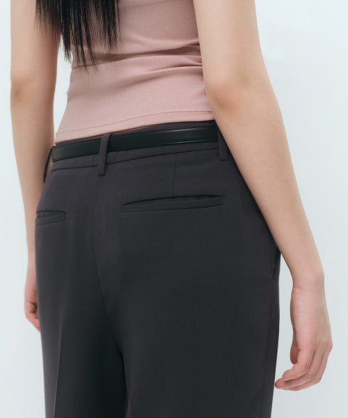 FLUID LOW WAIST WIDE SLACKS - 3 COLORS GRAY
