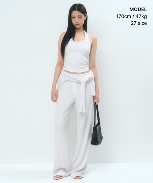FLUID LOW WAIST WIDE SLACKS - 3 COLORS IVORY