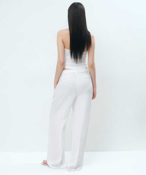 FLUID LOW WAIST WIDE SLACKS - 3 COLORS IVORY