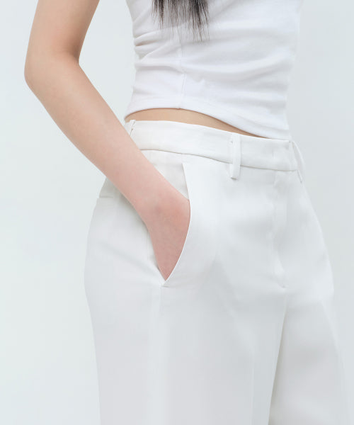 FLUID LOW WAIST WIDE SLACKS - 3 COLORS IVORY