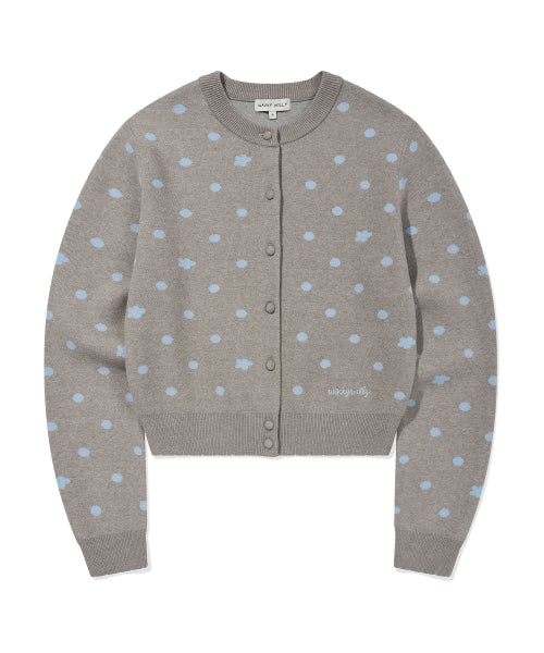 LILY DOT ROUND NECK CARDIGAN #GISELLE同款! GREY