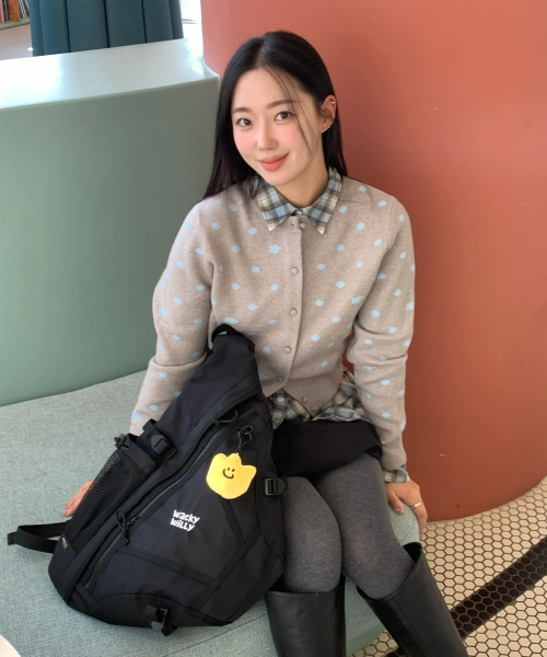 LILY DOT ROUND NECK CARDIGAN #GISELLE同款! GREY