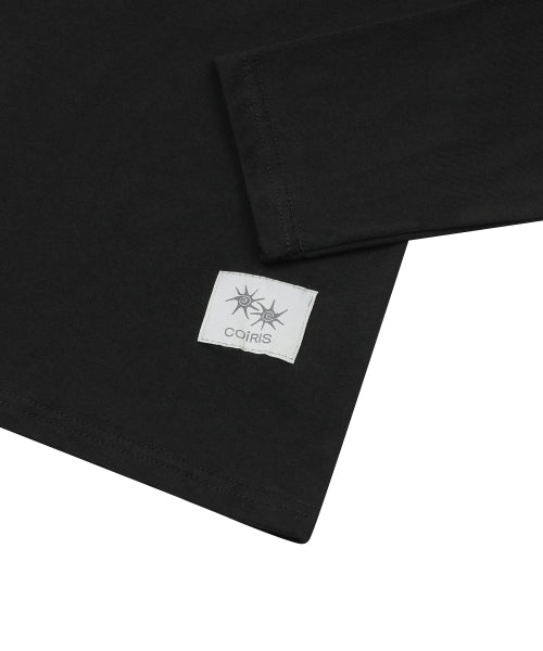 SOLUNA SHOULDER CONTRAST LONG SLEEVE TEE - 2 COLORS BLACK
