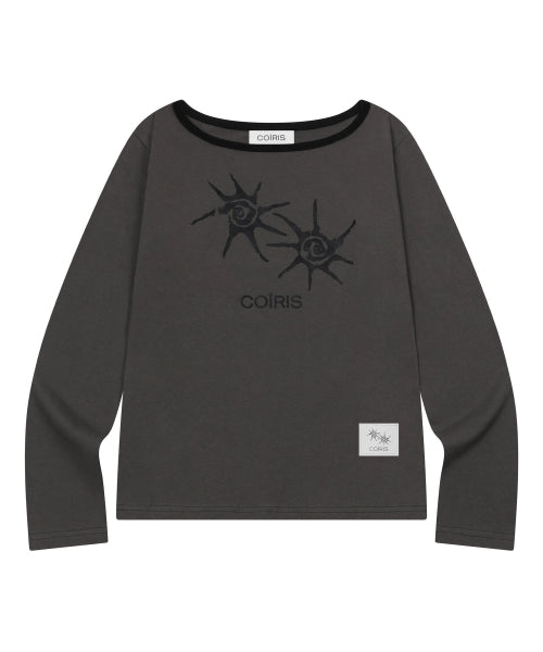 SOLUNA SHOULDER CONTRAST LONG SLEEVE TEE - 2 COLORS BLACK