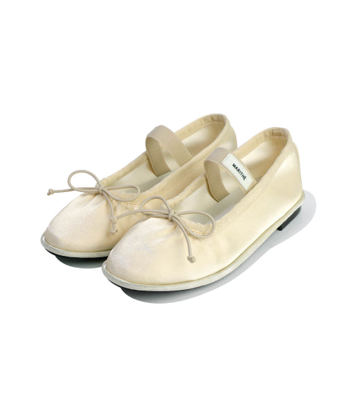 W BANDING RIBBON FLAT SHOES - 2 COLORS IVORY
