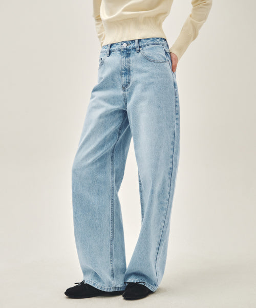 W CURVED DENIM PANTS - 2 COLORS BLUE