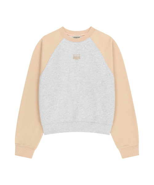W BLOCK CLASSIC LOGO RAGLAN CROP SWEATSHIRT - 3 COLORS PINK