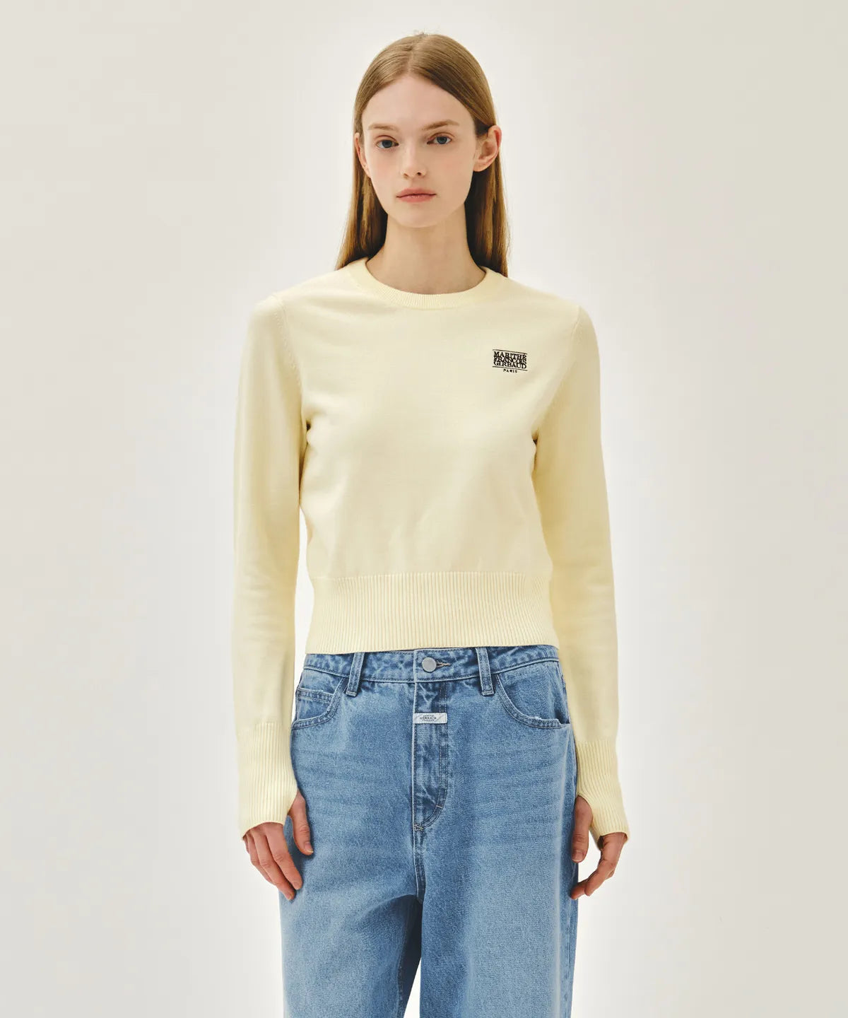 W SMALL CLASSIC LOGO CROP KNIT PULLOVER - 3 colors #高允真同款!