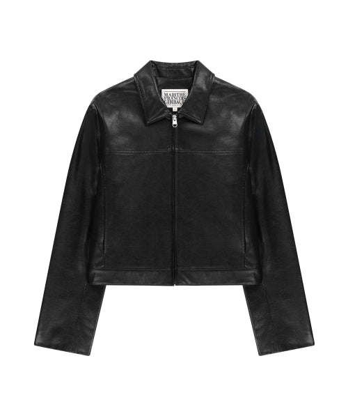 W CROP FAUX LEATHER JACKET - 2 COLORS BLACK