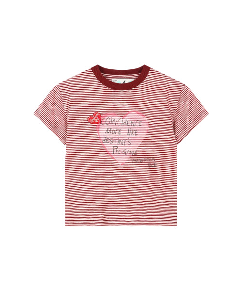 HEART MESSAGE STRIPE T-SHIRT - 2 COLORS PINK