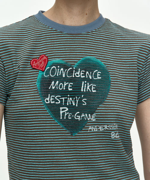 HEART MESSAGE STRIPE T-SHIRT - 2 COLORS MINT