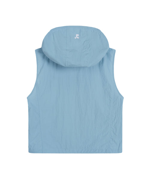 NYLON HOOD VEST+GYM SACK SET - BLACK - 3 COLORS SKY BLUE