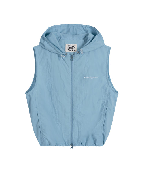 NYLON HOOD VEST+GYM SACK SET - BLACK - 3 COLORS SKY BLUE