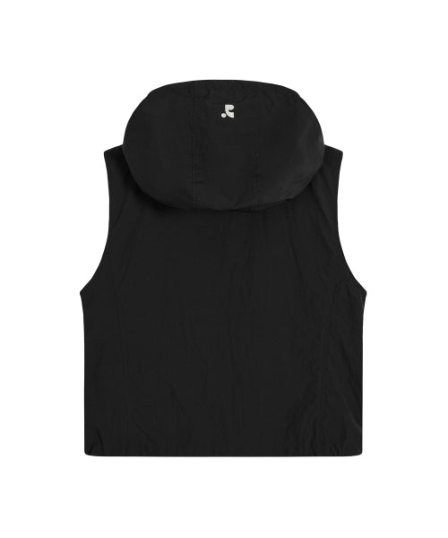 NYLON HOOD VEST+GYM SACK SET - BLACK - 3 COLORS BLACK