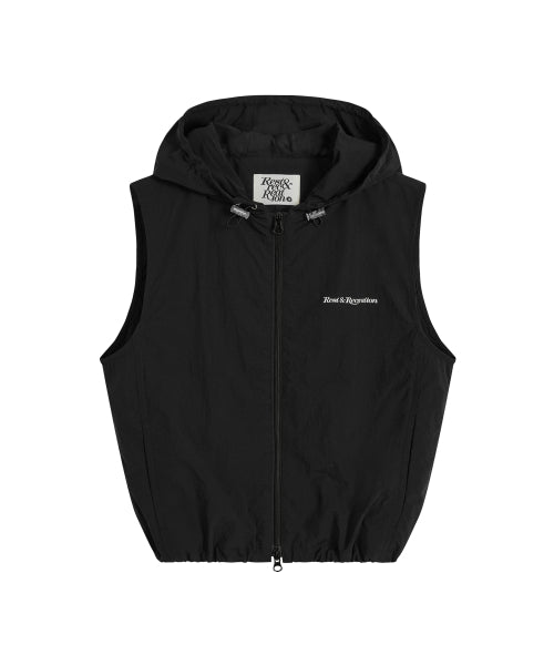 NYLON HOOD VEST+GYM SACK SET - BLACK - 3 COLORS BLACK