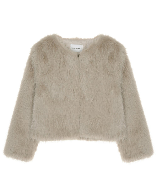 SOFT FUR CROPPED JACKET #徐睿知同款! - 2 COLORS BEIGE