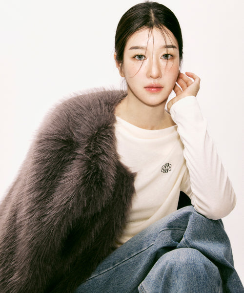 SOFT FUR CROPPED JACKET #徐睿知同款! - 2 COLORS CHARCOAL