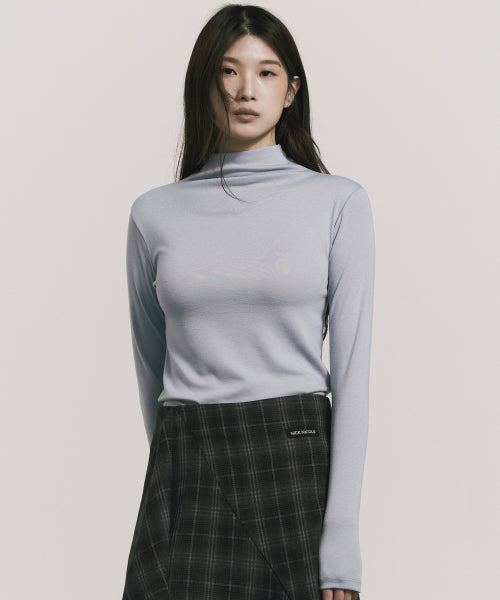 HIGH NECK SLIM TOP #徐睿知同款! - 11 COLORS SKY BLUE