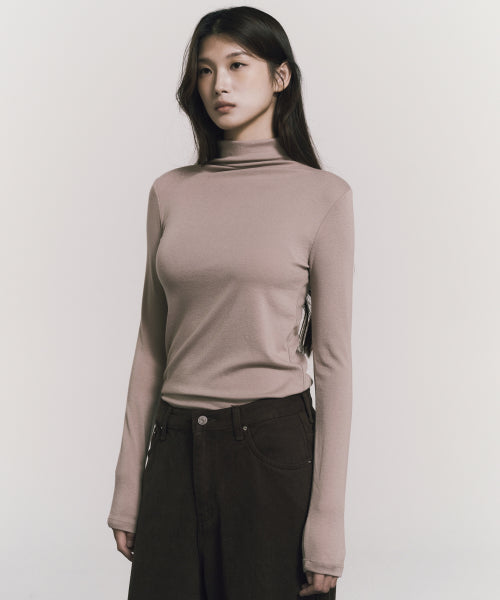 HIGH NECK SLIM TOP #徐睿知同款! - 11 COLORS BEIGE