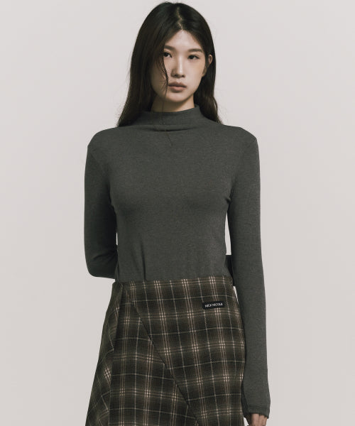 HIGH NECK SLIM TOP #徐睿知同款! - 11 COLORS CHARCOAL