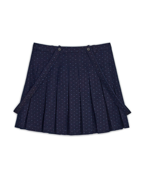 STRAP BUTTON PLEATED SKIRT - 2 COLORS PURPLE