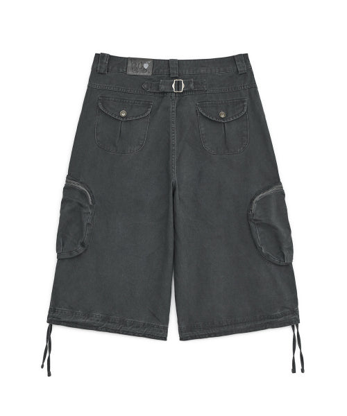 WASHED BERMUDA CARGO PANTS - 2 COLORS CHARCOAL