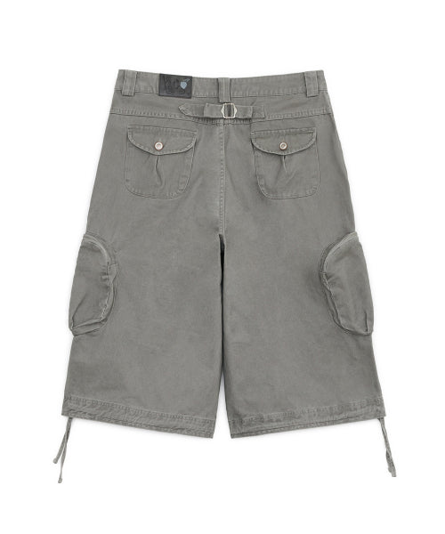 WASHED BERMUDA CARGO PANTS - 2 COLORS GREY