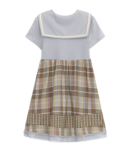 COLLAR CHECK DRESS - 2 COLORS GREY