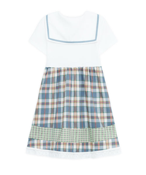 COLLAR CHECK DRESS - 2 COLORS IVORY