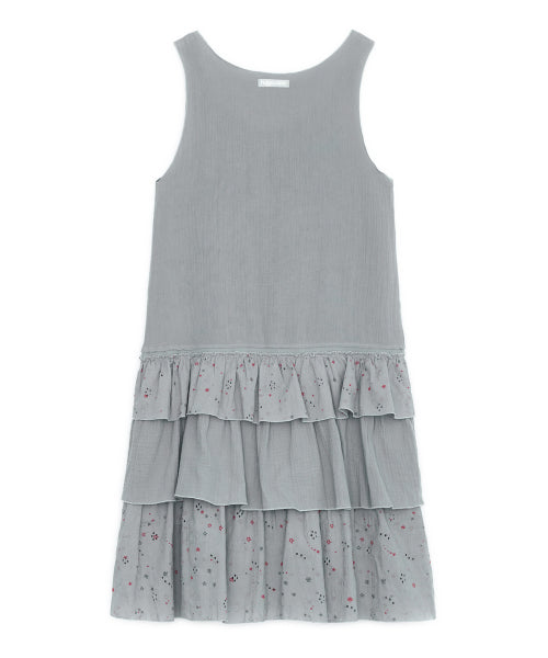 FAIRY NEEDLEWORK TIERED DRESS GREY