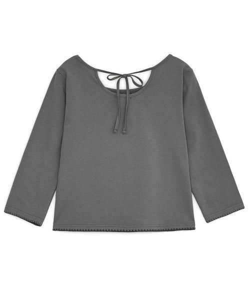 BAG RIBBON CAPRI SLEEVE TEE - 2 COLORS CHARCOAL