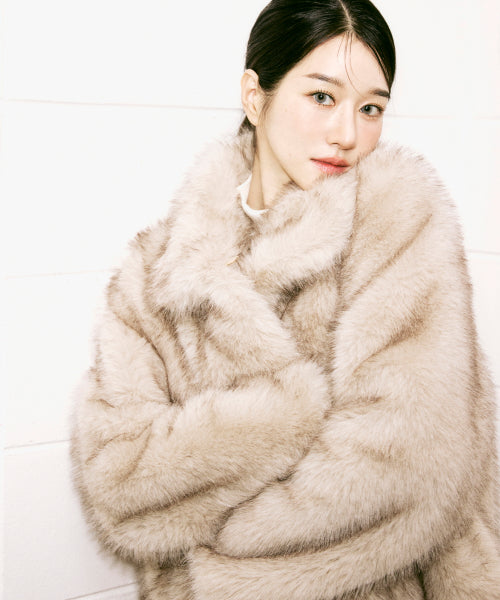 LUXE FUR MIDI JACKET #徐睿知同款! - 3 COLORS BEIGE