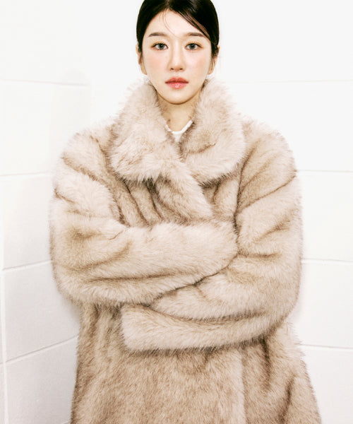 LUXE FUR MIDI JACKET #徐睿知同款! - 3 COLORS BEIGE