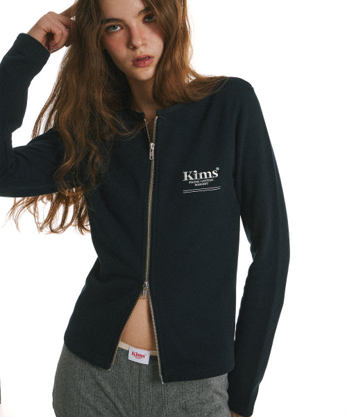 MINI BAM LINE ZIP CARDIGAN NAVY